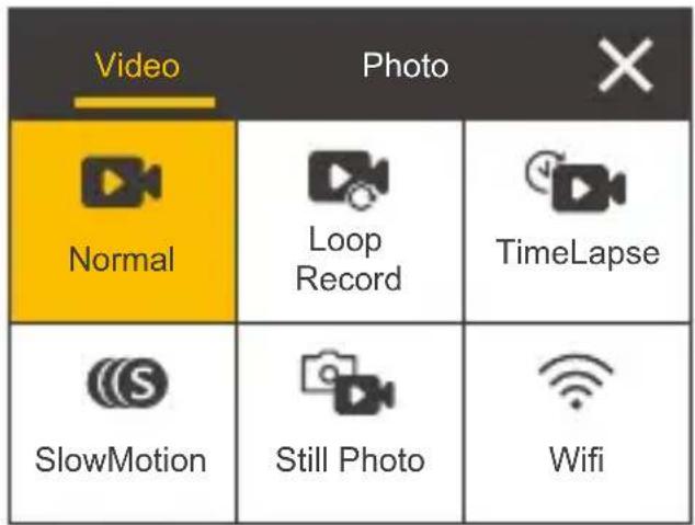 Akaso Brave 6 Plus - Entering the mode menu - 1