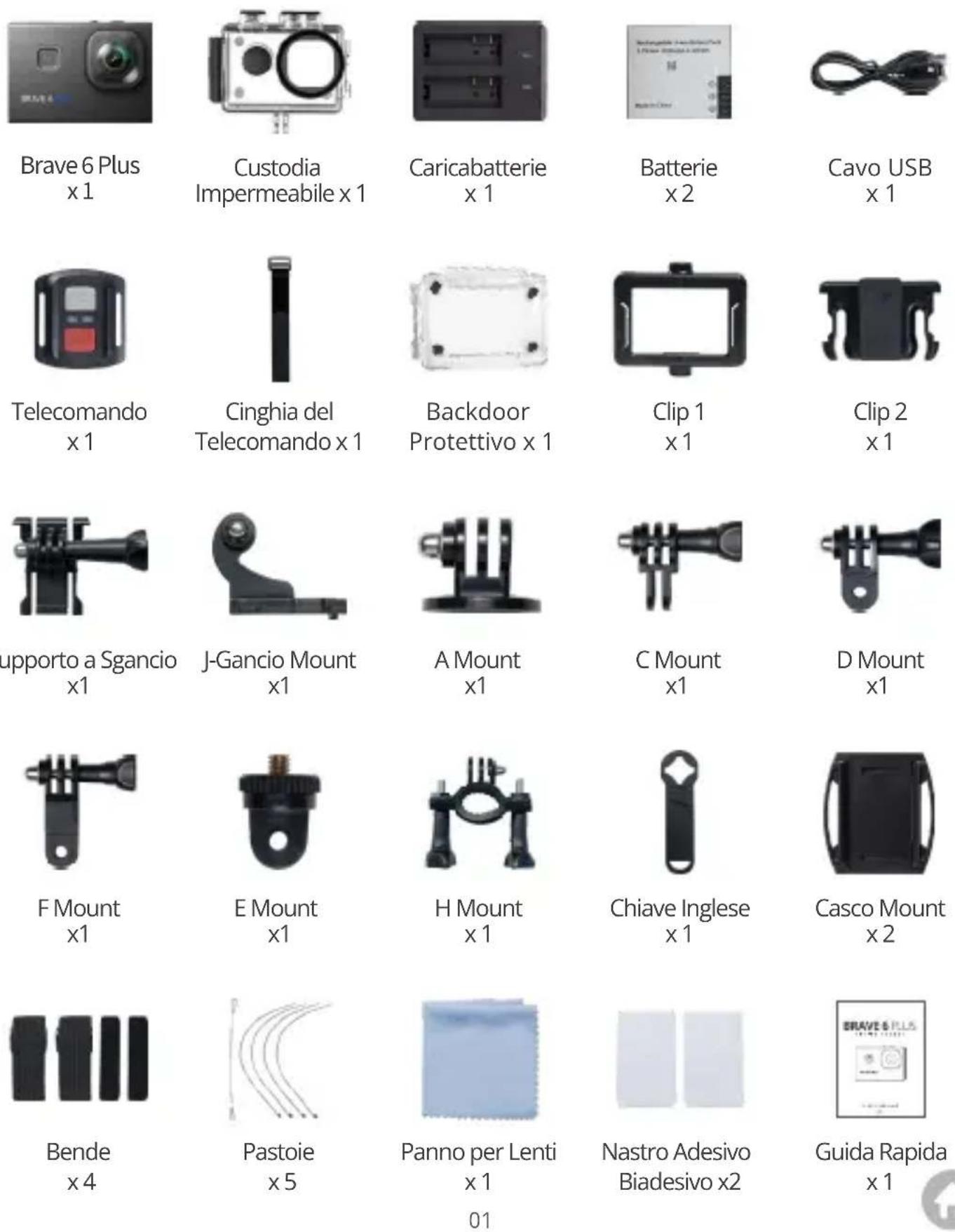 Akaso Brave 6 Plus - Cosa c'è nella scatola - 1