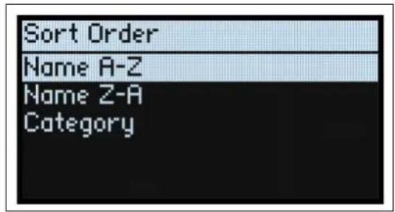 Sort Order Name A-Z Name Z-A Category