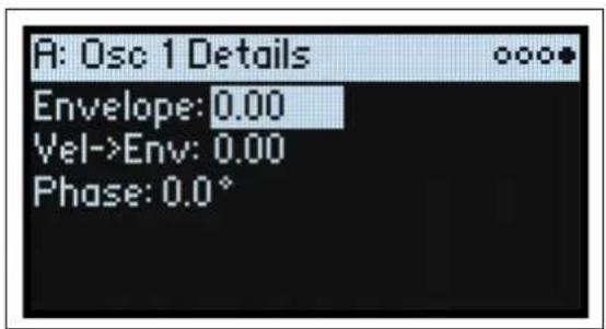 A: Osc 1 Details Envelope: 0.00 Vel->Env: 0.00 Phase: 0.0°