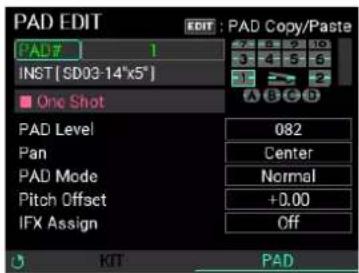 KORG MPS-10 - Menu "PAD EDIT" - 1