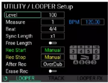 KORG MPS-10 - Menu d'édition "LOOPER" - 1