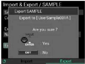KORG MPS-10 - Procédure d'exportation d'échantillons ('SAMPLE') - 3