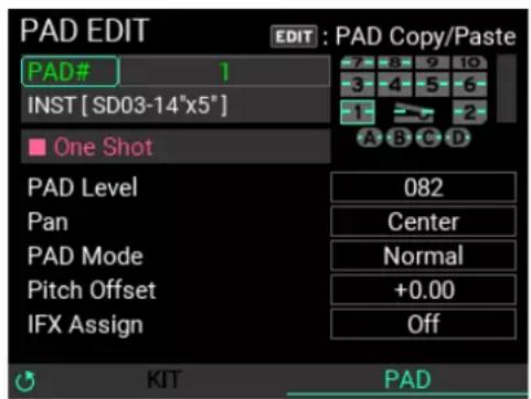 KORG MPS-10 - Sélection des instruments ('INST') à assigner aux pads - 2