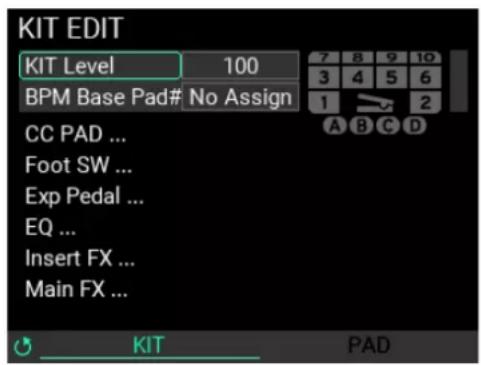KORG MPS-10 - Sélection des instruments ('INST') à assigner aux pads - 1