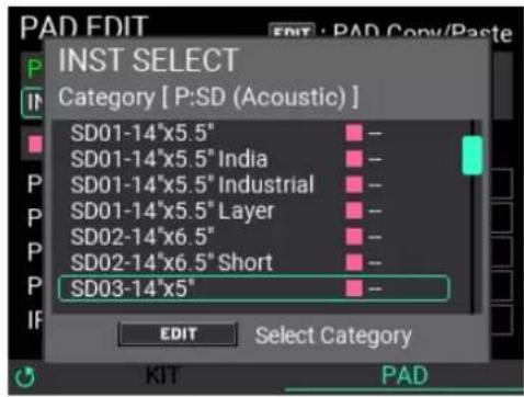 KORG MPS-10 - Sélection des instruments ('INST') à assigner aux pads - 3