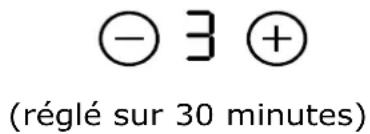 - 3 + (réglé sur 30 minutes)