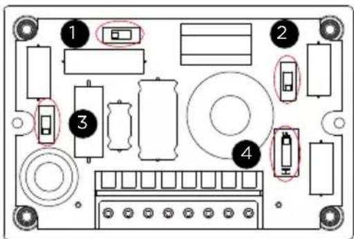 Diagram of an electronic device panel with labeled components and highlighted indicators
