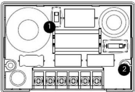 Top-down diagram of a device layout with labeled components and numbered callouts