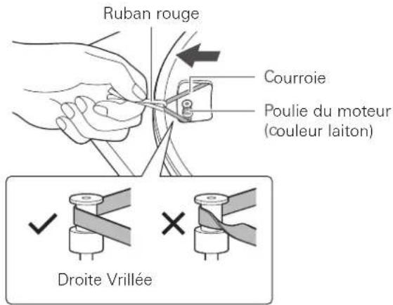 AUDIO TECHNICA AT-LP60xBTB - Placez la courroie sur la poulie du moteur (couleur laiton). - 1