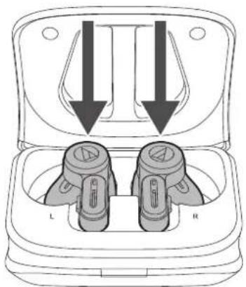 AUDIO TECHNICA ATH-TWX7 - Placez les écouteurs dans le boitier de charge. - 1