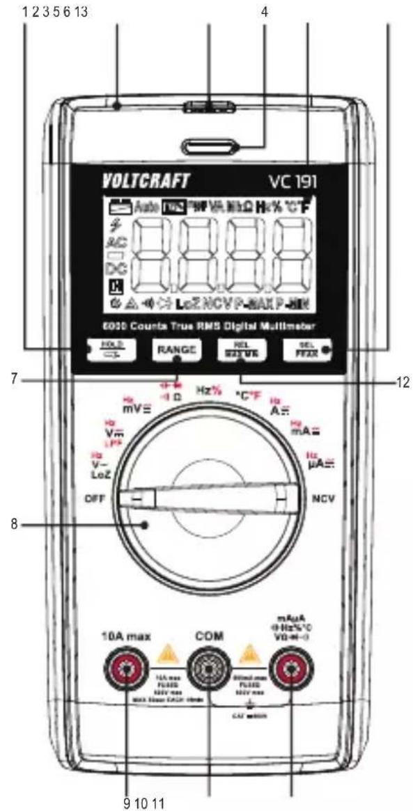 VOLTCRAFT VC191 - Éléments de fonctionnement - 1