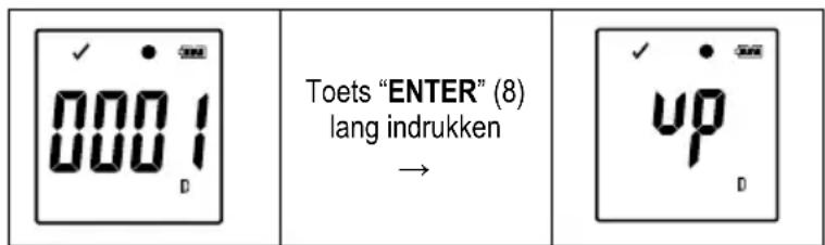 Toets "ENTER" (8) lang indrukken →