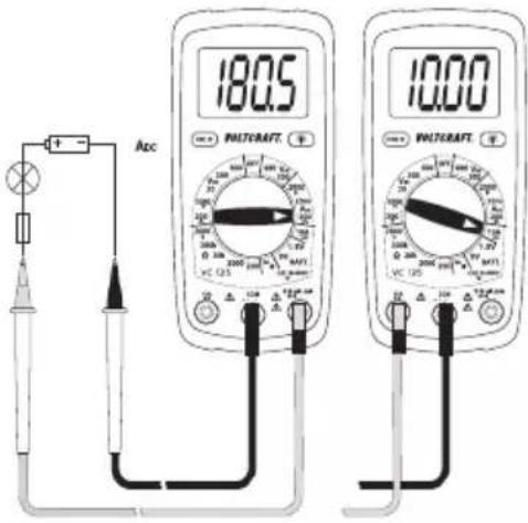 VOLTCRAFT DT-TEST-KIT 150 - Voor het meten van gelijkstromen (A/DC ➡200 mA gaat u als volgt te werk: - 2