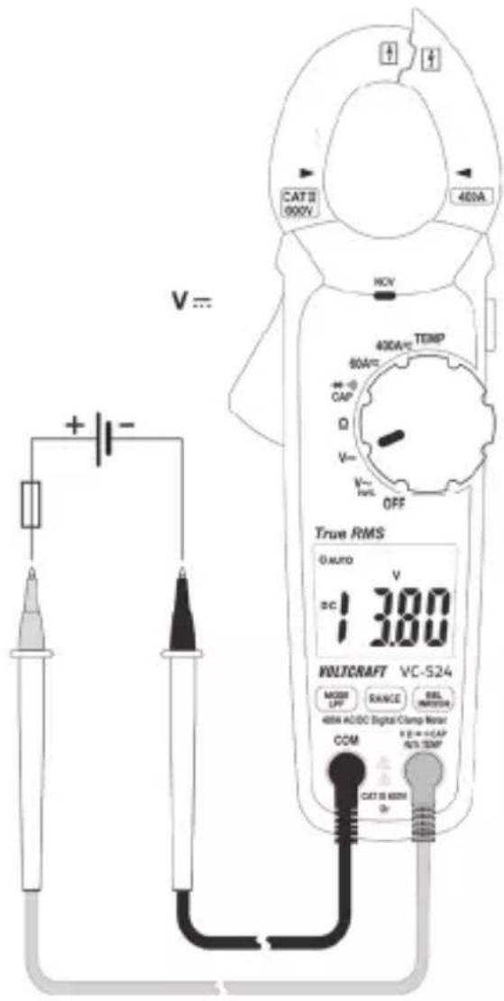 VOLTCRAFT VC-524 - Pour mesurer les tensions continues CC (V ), procédez comme suit : - 2