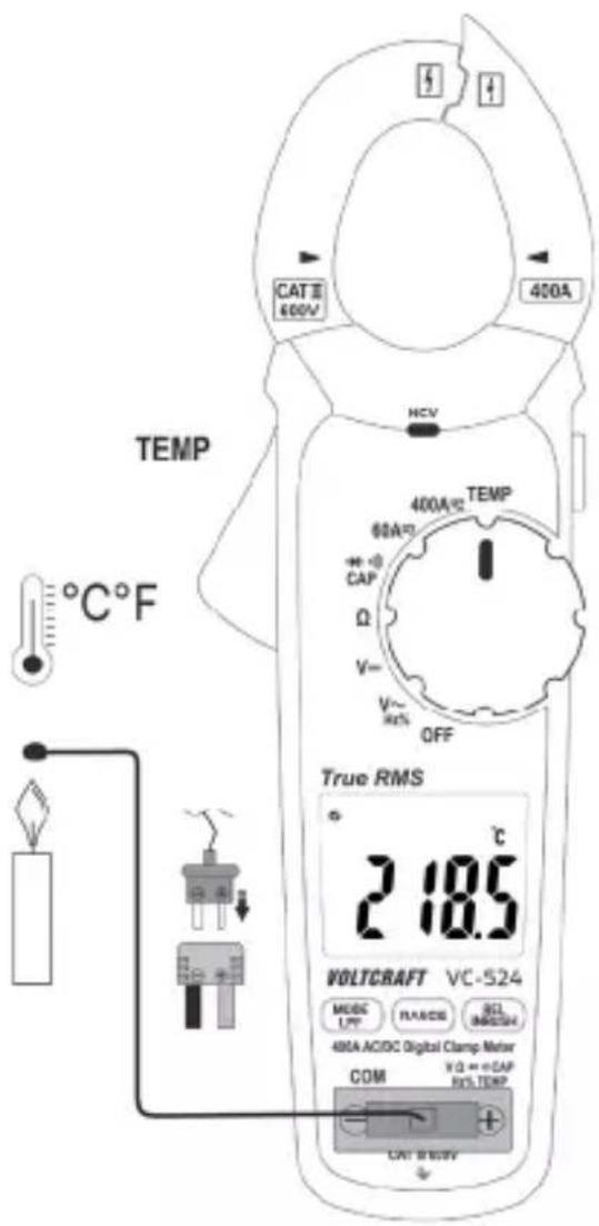 VOLTCRAFT VC-524 - Follow the steps below to measure the temperature: - 2
