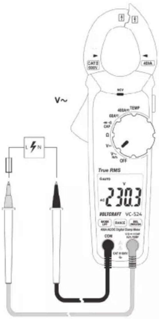 VOLTCRAFT VC-524 - Follow the steps below to measure AC (V) voltages: - 2