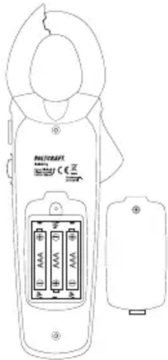 VOLTCRAFT VC-524 - Proceed as follows to insert/replace the battery: - 1