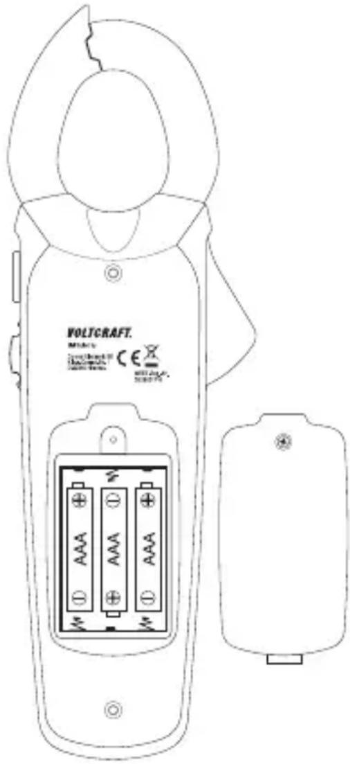 VOLTCRAFT VC-524 - Ga voor het plaatsen of vervangen van de batterij als volgt te werk: - 1