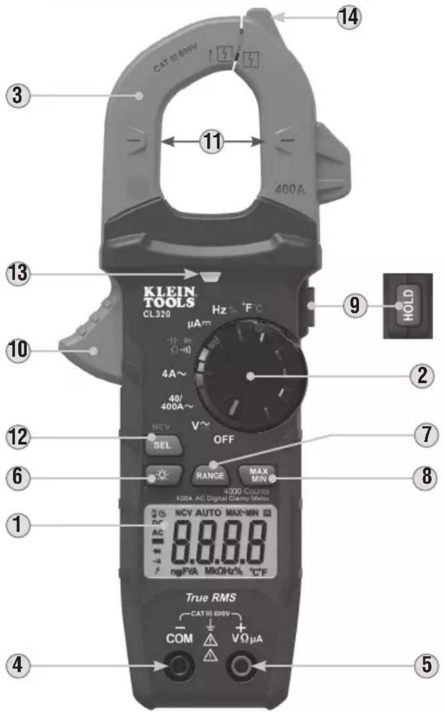 Klein Tools CL320 - ADVERTENCIAS SOBRE LA FUNCIÓN NCV - 1