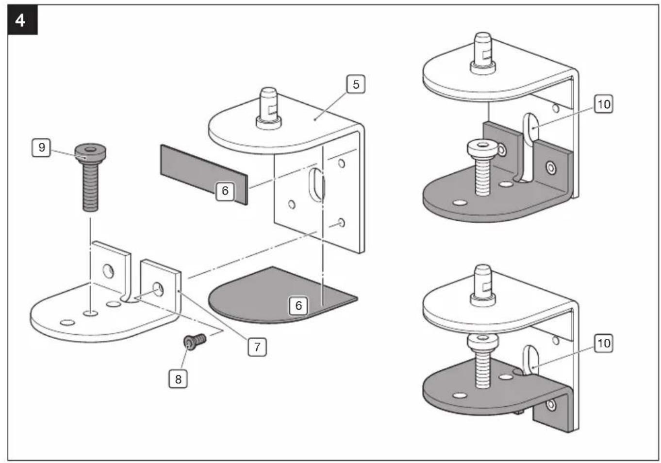 Technical diagram showing exploded view of a mechanical assembly with numbered parts and labeled features