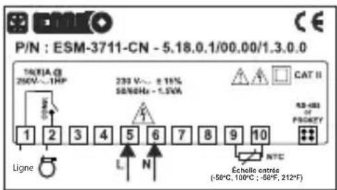 Emko ESM-3711-CN - Étiquette du dispositif et schéma de câblage - 1