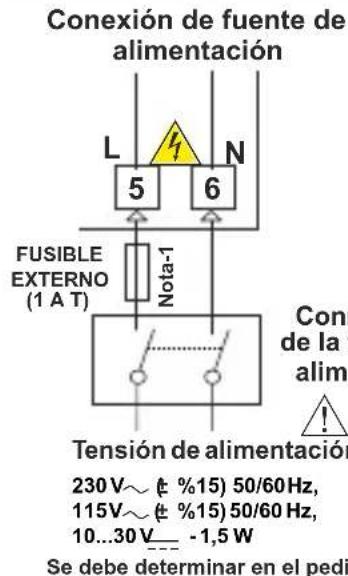 Emko ESM-3711-CN - Conexión de la entrada de la tensión de alimentación del dispositivo - 1
