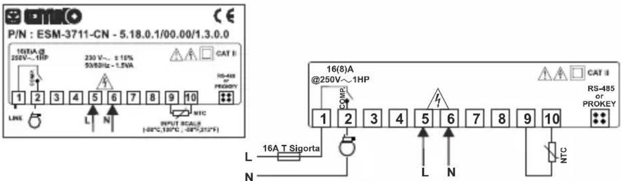 Emko ESM-3711-CN - Device Label and Connection Diagram - 1