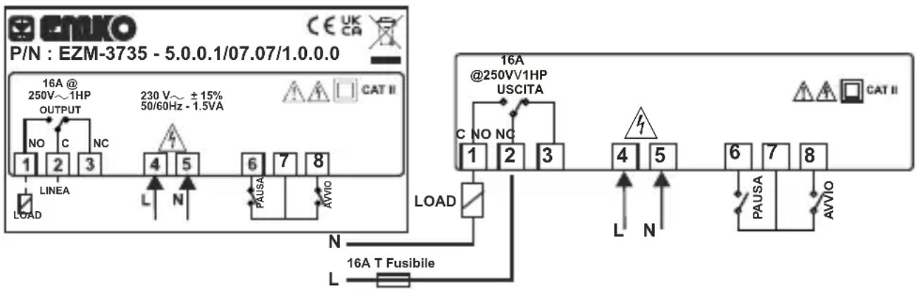 Emko EZM-3735 - Etichetta del dispositivo e schema di collegamento - 1