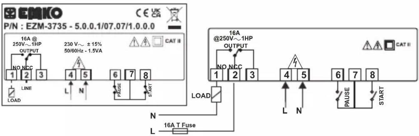 Emko EZM-3735 - Device Label and Connection Diagram - 1
