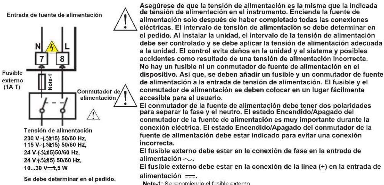 Emko ESM-3722 - Conexión de la entrada de la tensión de alimentación del dispositivo - 1