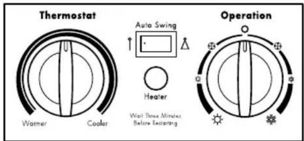 Thermostat Warmer Cooler Auto Swing Heater Wait Three Minutes Before Restarting Operation