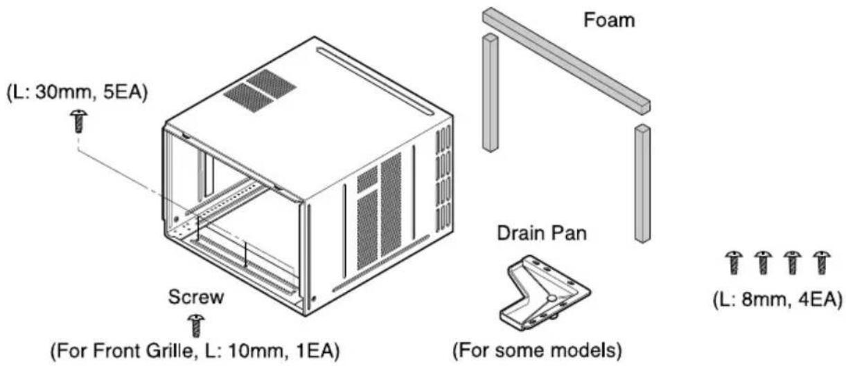 (L: 30mm, 5EA) Screw (For Front Grille, L: 10mm, 1EA) Foam Drain Pan (For some models) (L: 8mm, 4EA)