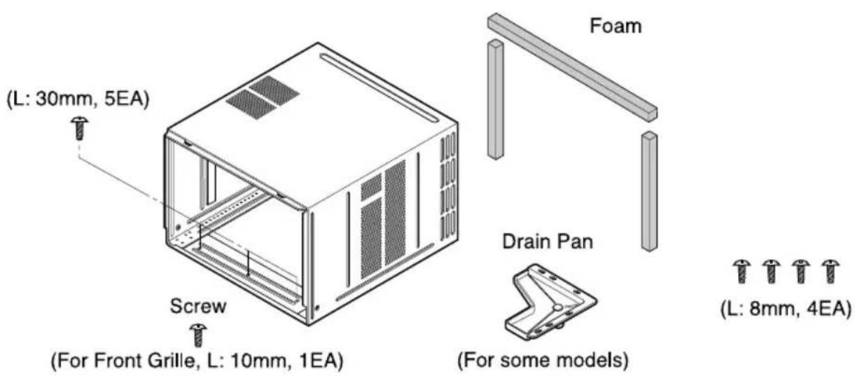 (L: 30mm, 5EA) Screw (For Front Grille, L: 10mm, 1EA) Foam Drain Pan (For some models) (L: 8mm, 4EA)