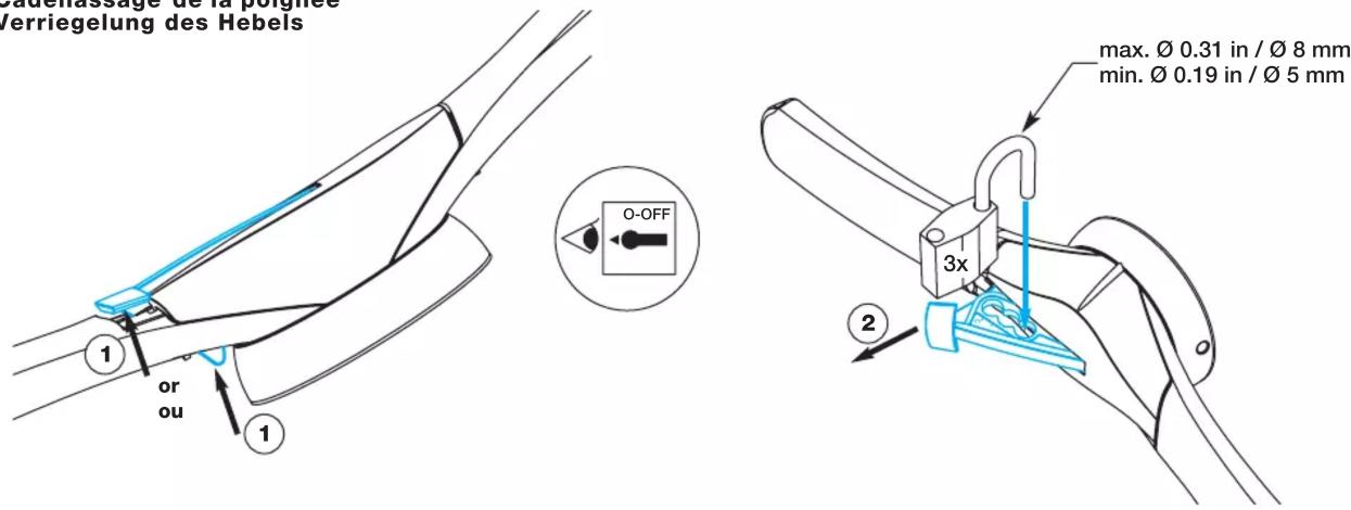 Verriegelung des Hebels max. Ø 0.31 in / Ø 8 mm min. Ø 0.19 in / Ø 5 mm 0-OFF 3x ② or ou