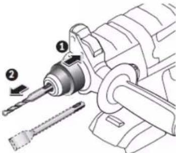 RIBIMEX PRBAT20/PERFPRO - 4.6.2- Enlever un accessoire du mandrin SDS - 1