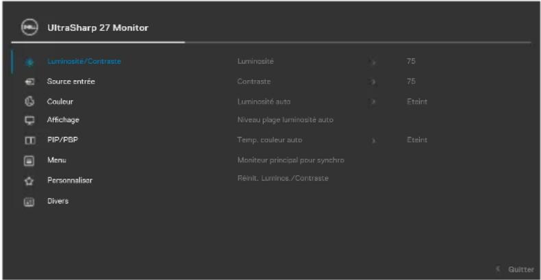 DELL U2724D - Utiliser le menu principal - 2