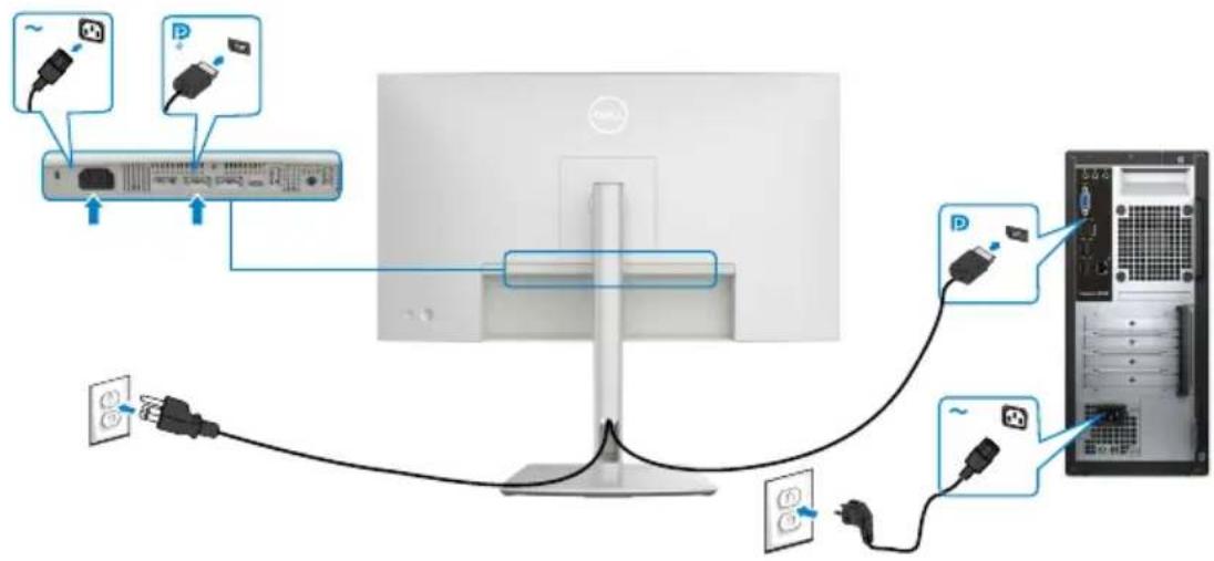 DELL U2724D - Connexion du câble DP - 1
