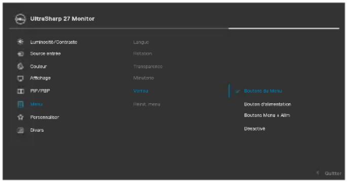 DELL U2724D - Utilisez le menu Verrouillage pour verrouiller le(s) bouton(s) - 1
