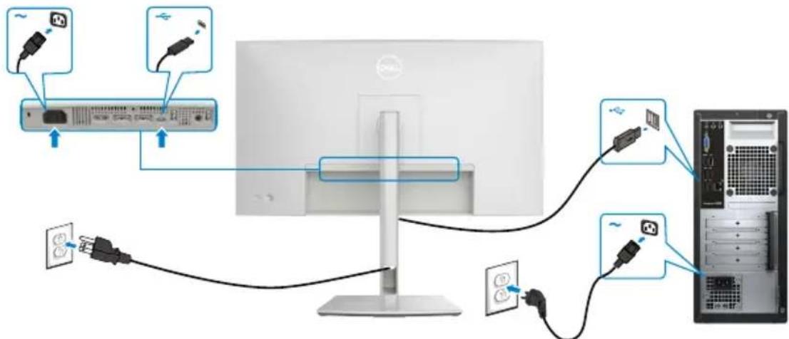 DELL U2724D - Brancher le câble USB-C (A vers C) - 1