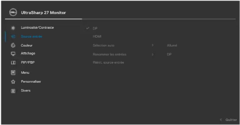 DELL U2724D - Utiliser le menu principal - 6