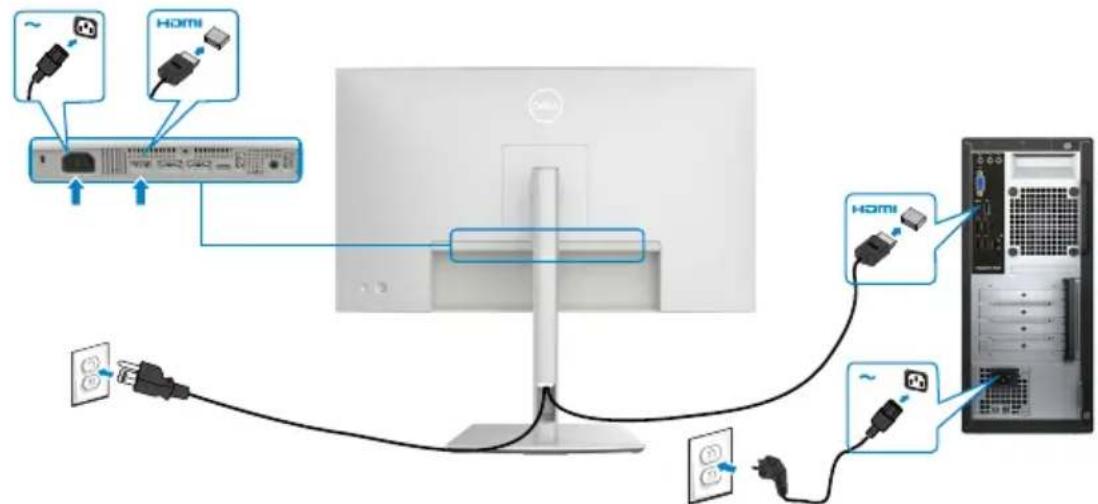 DELL U2724D - Connexion du câble HDMI - 1