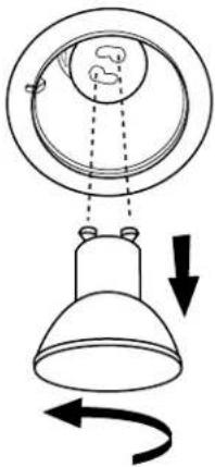 Diagram showing a lamp with a hanging component and directional arrows indicating rotation or motion.