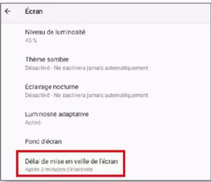 EMPORIA Klug - L'écran s'éteint très rapidement. Comment puis-je modifier le délai de mise en veille ? - 1