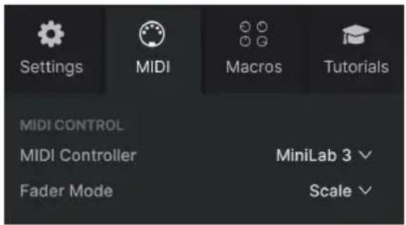 Arturia Analog Lab Pro - Onglet MIDI - 1