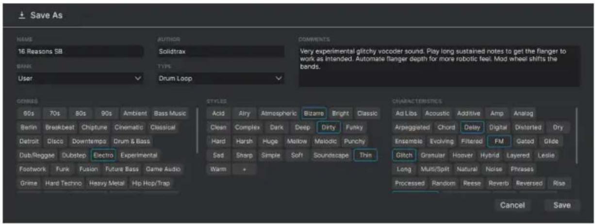 Arturia Analog Lab Pro - Save Preset As - 1