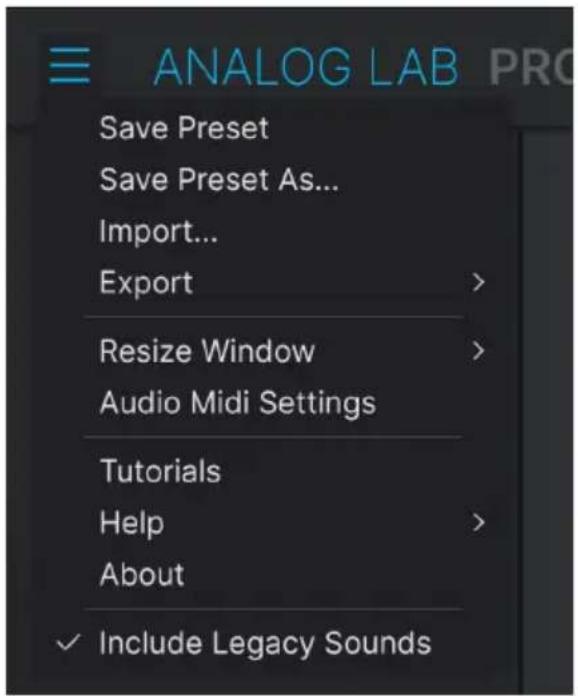 Arturia Analog Lab Pro - Menu Principal - 1