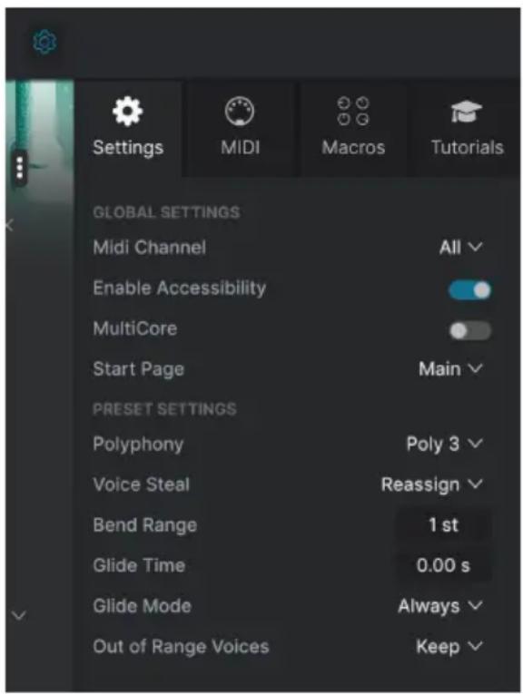 Arturia Analog Lab Pro - Onglet Settings - 1