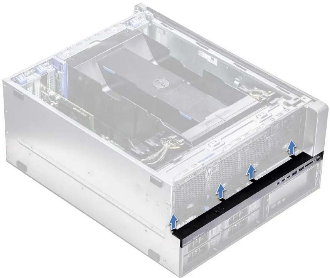 DELL Precision 7920 Tower - Αφαίρεση της μπροστινής στεφάνης συγκράτησης εισόδου και εξόδου - 1