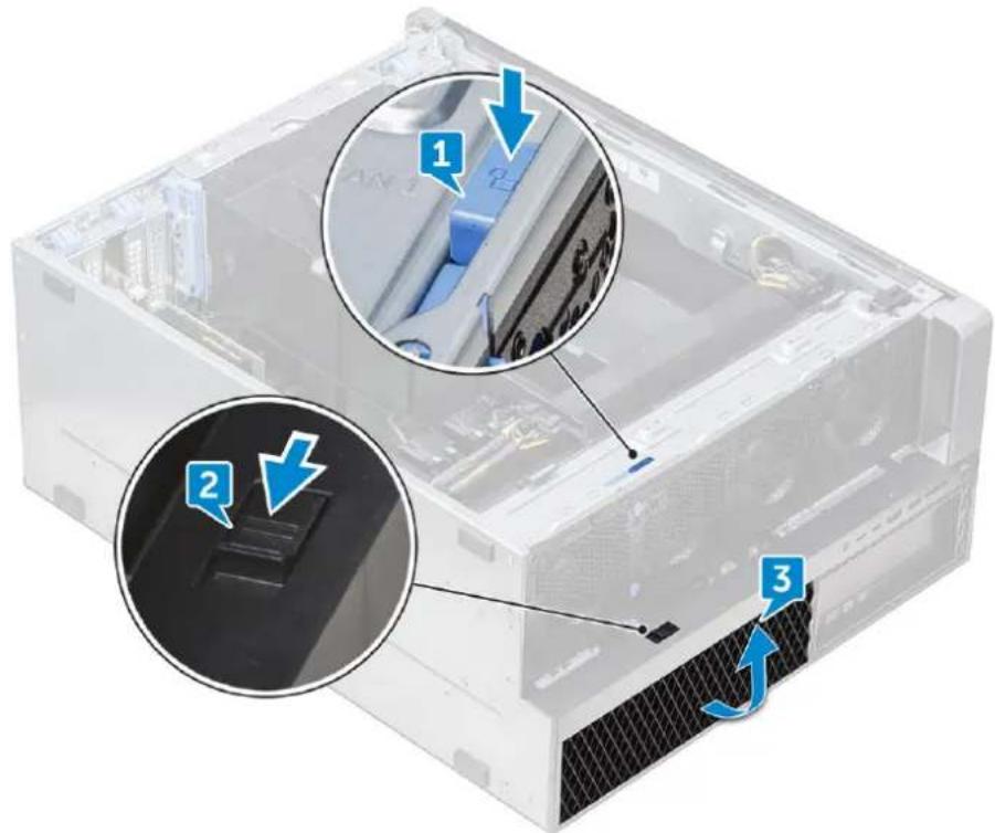 DELL Precision 7920 Tower - Αφαίρεση της πρόσοψης της μονάδας HDD - 1